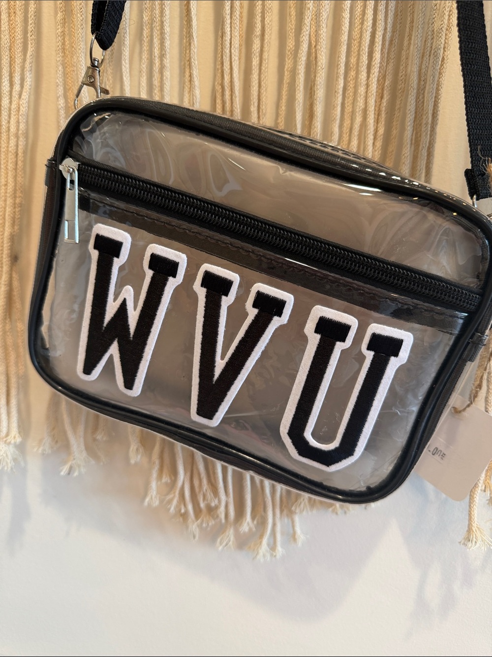 Clear WVU Crossbody Bag with Black Trim West Virginia